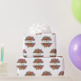 レインボーとヒョウのプリントラッパーソナライズされたプ ラッピングペーパー