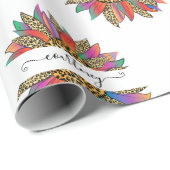 レインボーとヒョウのプリントラッパーソナライズされたプ ラッピングペーパー (ロールコーナー)