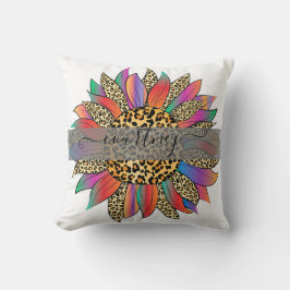 レインボーとヒョウの印パーソナライズされた刷 クッション