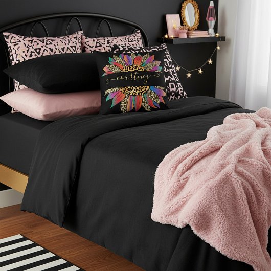 レインボーとヒョウの印パーソナライズされた刷 クッション