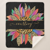 レインボーとヒョウの印パーソナライズされた刷 シェルパブランケット (正面)