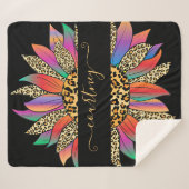 レインボーとヒョウの印パーソナライズされた刷 シェルパブランケット (正面(横))