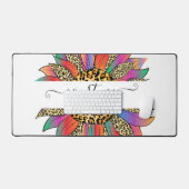 レインボーとヒョウの印パーソナライズされた刷 デスクマット (キーボード&マウス)