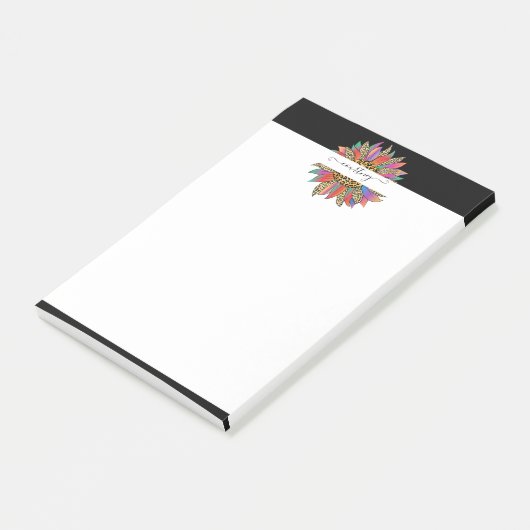 レインボーとヒョウの印パーソナライズされた刷 ポストイット (アングル)