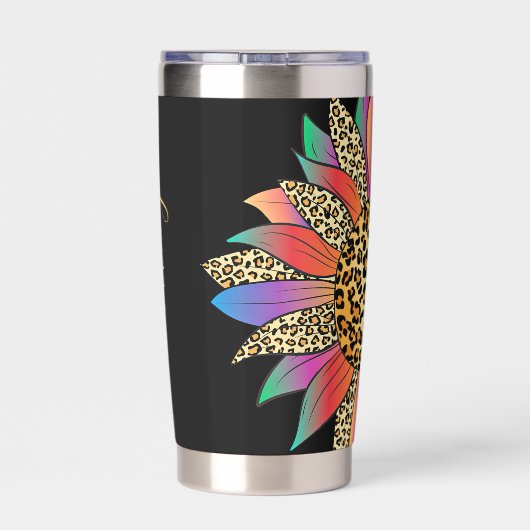 レインボーとヒョウの印パーソナライズされた刷 保温保冷タンブラー (背面)