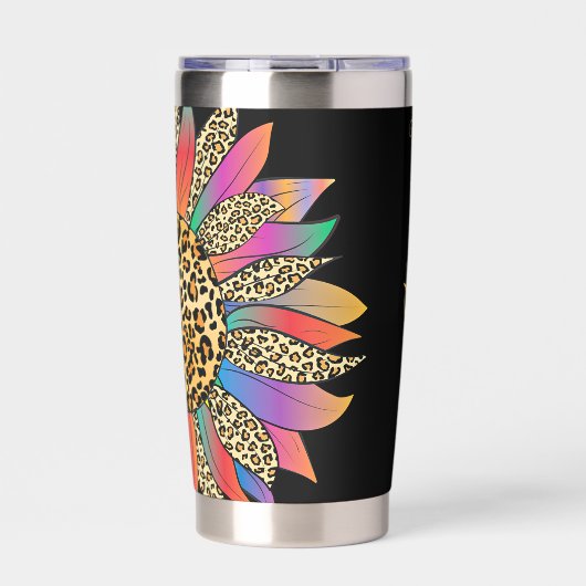 レインボーとヒョウの印パーソナライズされた刷 保温保冷タンブラー (正面)