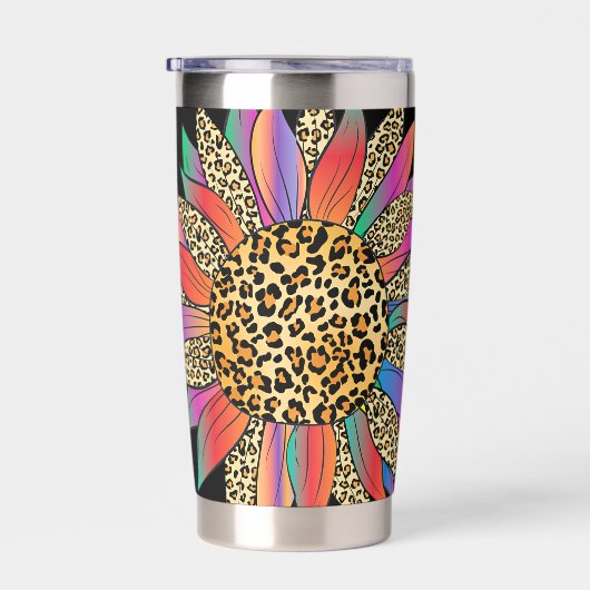 レインボーとヒョウの印パーソナライズされた刷 保温保冷タンブラー (右面)
