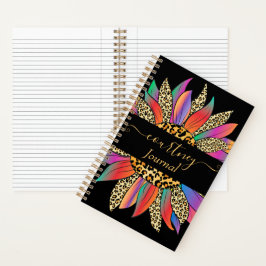 レインボーとヒョウの印刷パーソナライズされた雑誌 ノートブック