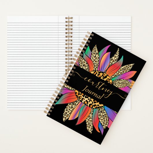 レインボーとヒョウの印刷パーソナライズされた雑誌 ノートブック (内側)