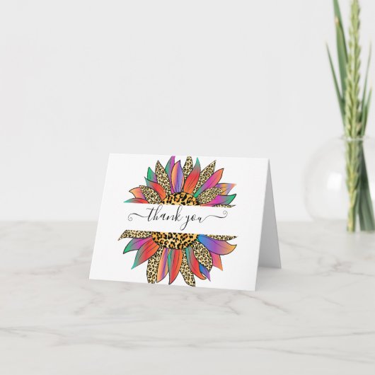 レインボーとヒョウの印感謝していパーソナライズされたは君 サンキューカード (正面)
