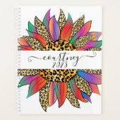 レインボーとヒョウパーソナライズされたの印カスタム刷，年 プランナー手帳 (正面)