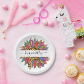 レインボーとヒョウ柄のカスタマイズ可能な   ペーパープレート (パーティー)