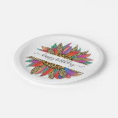 レインボーとヒョウ柄のカスタマイズ可能な   ペーパープレート (アングル)