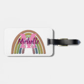 レインボーとフェイク紙テクス素朴名前をカスタムする ラゲッジタグ (裏面横)