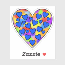 レインボーとブルーのハートのハート シール