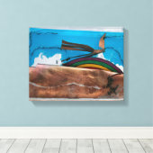 レインボーと抽象芸術バードK7 1986混合メディアC キャンバスプリント (インサイチュ (ウッドフロア))