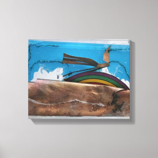 レインボーと抽象芸術バードK7 1986混合メディアC キャンバスプリント (正面)