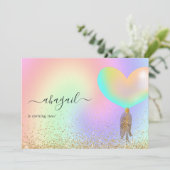 レインボーと金ゴールドとピンクの誕生日パーティー 招待状 (スタンド正面)