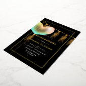 レインボーと金ゴールドとブラッククインチェニェラ 箔招待状 (回転した状態)