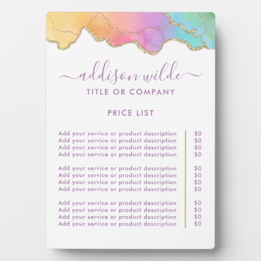 レインボーと金ゴールドの水の色の瑪瑙の価格表 フォトプラーク (正面)