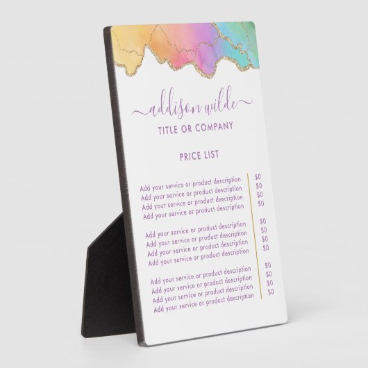 レインボーと金ゴールドの水の色の瑪瑙の価格表 フォトプラーク (側面)