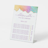 レインボーと金ゴールドの水の色の瑪瑙の価格表 台座サイン (正面)