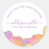 レインボーと金ゴールドの水の色Agateありがとう ラウンドシール (正面)