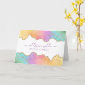 レインボーと金ゴールドの水の色Agateクライアントありがとう カード (黄色い花)