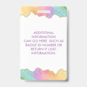 レインボーと金ゴールドの水彩瑪瑙ビジネス バッジ (裏面)