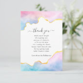 レインボーと金ゴールドアガテボーイベビーシャワー サンキューカード (スタンド正面)