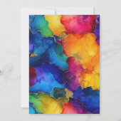 レインボーと金ゴールドグリッターアルコールインク21歳の誕生日 招待状 (裏面)