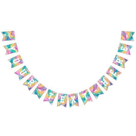 レインボーと金ゴールドバナー バンティングフラッグ (全)