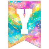 レインボーと金ゴールドバナー バンティングフラッグ (第2の旗)