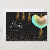 レインボーと金ゴールド誕生日パーティーへの招待 招待状 (正面)