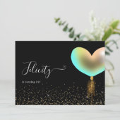 レインボーと金ゴールド誕生日パーティーへの招待 招待状 (スタンド正面)