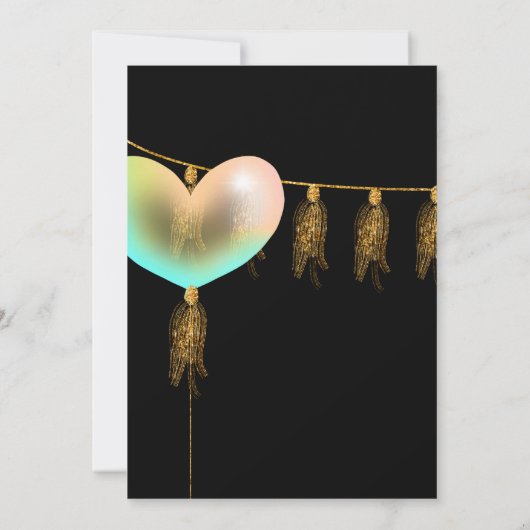 レインボーと金ゴールド誕生日パーティーへの招待 招待状 (裏面)