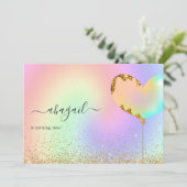 レインボーと金ゴールド誕生日パーティーへの招待 招待状 (スタンド正面)