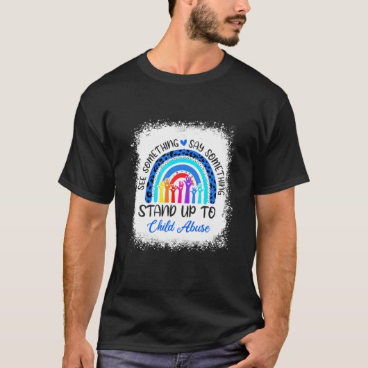 レインボーな子供虐待防止のBl Tシャツ (正面)