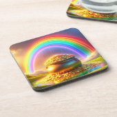 レインボーによる金ゴールドのポット コースター (左側)