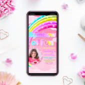 レインボーのおもしろいと写真の携帯電話招待状 案内状