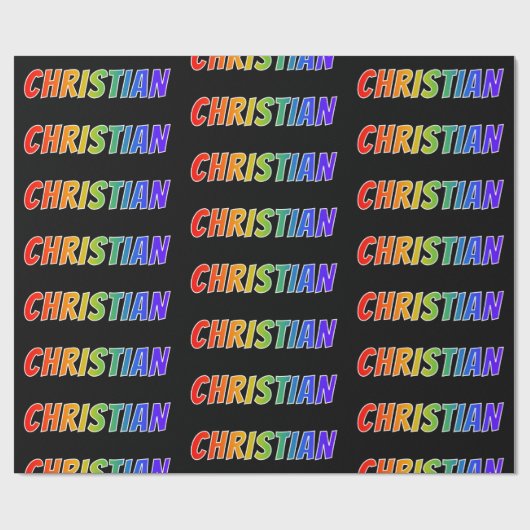 レインボーのファーストネーム「CHRISTIAN」;おもしろいカラフル&キー ラッピングペーパー (フラット)