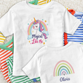 レインボーのマジカル・パステル・ユニコーン  トドラーTシャツ