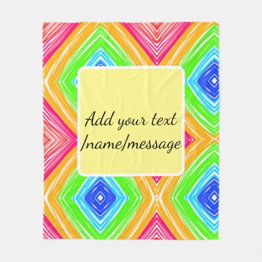 レインボーの水の色を追加する名前文字カスタムメッセージ フリースブランケット (正面)