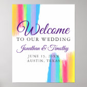 レインボーの水彩私たちのポスター結婚へようこそ ポスター (正面)