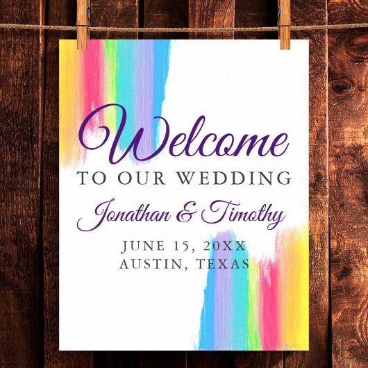 レインボーの水彩私たちのポスター結婚へようこそ ポスター