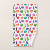 レインボーの水色のパーム葉のピンキス口紅 バスタオルセット (ハンドタオル)