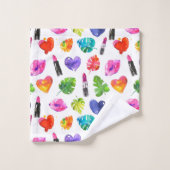 レインボーの水色のパーム葉のピンキス口紅 バスタオルセット (ウォッシュタオル)