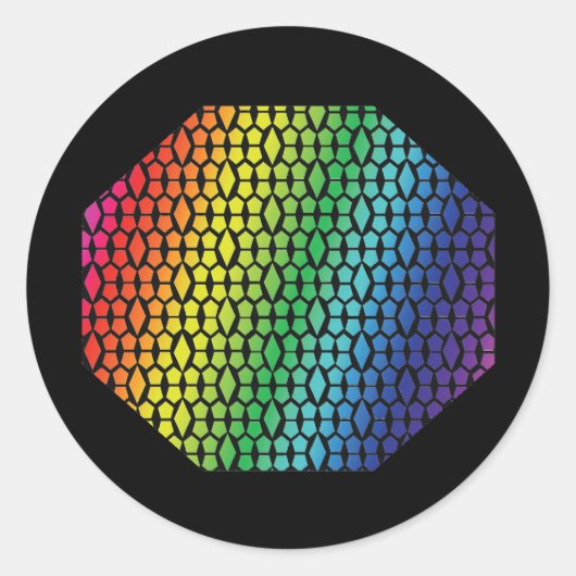レインボーはっきりしたとブラックハニカムダイヤモンドパターン ラウンドシール (正面)