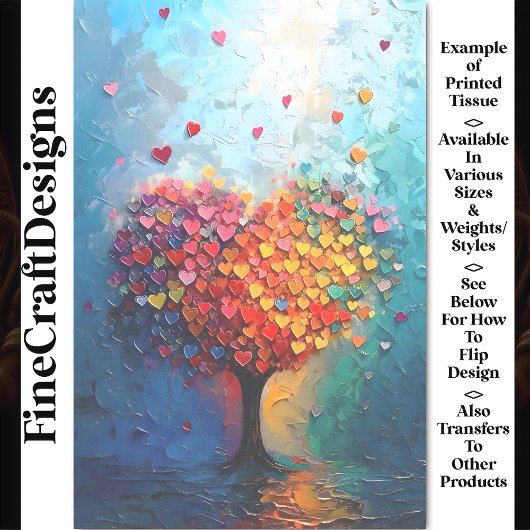 レインボーはっきりしたカラー愛ハートツリーBX7デコページ 薄葉紙