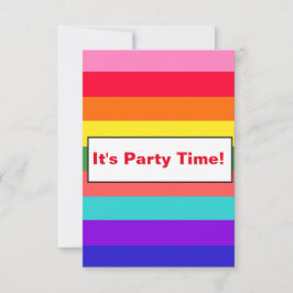 レインボーはっきりしたストライプの招待 招待状